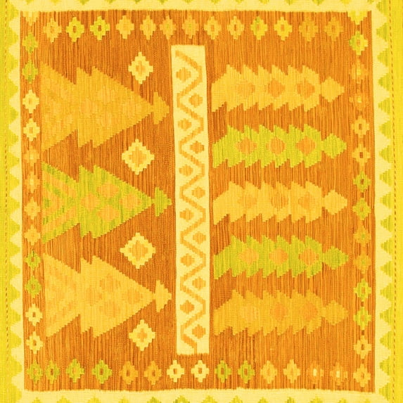 Ahgly Company Machine Washable Indoor Square Southwestern Yellow Country Area Rugs, 4' Square