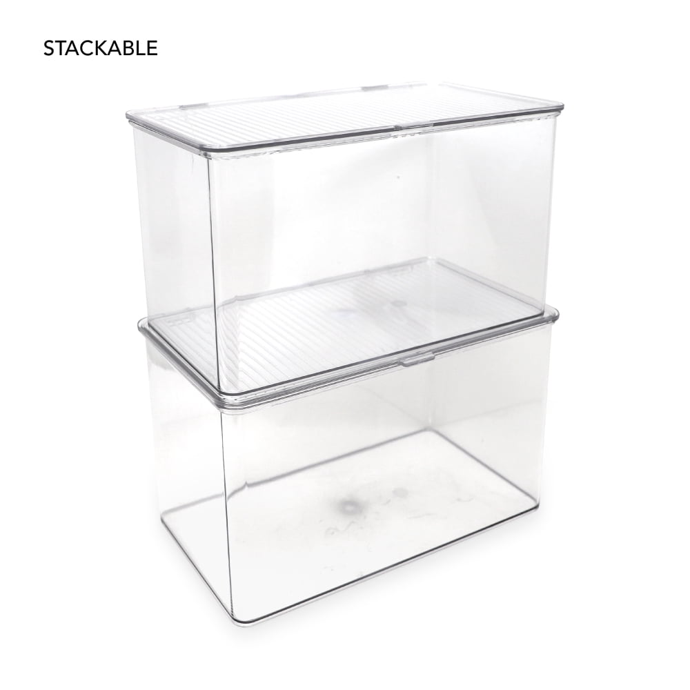 Isaac Jacobs Large Stackable Organizer Bin w/Lid, Fridge/Freezer/Food Safe, BPA-Free