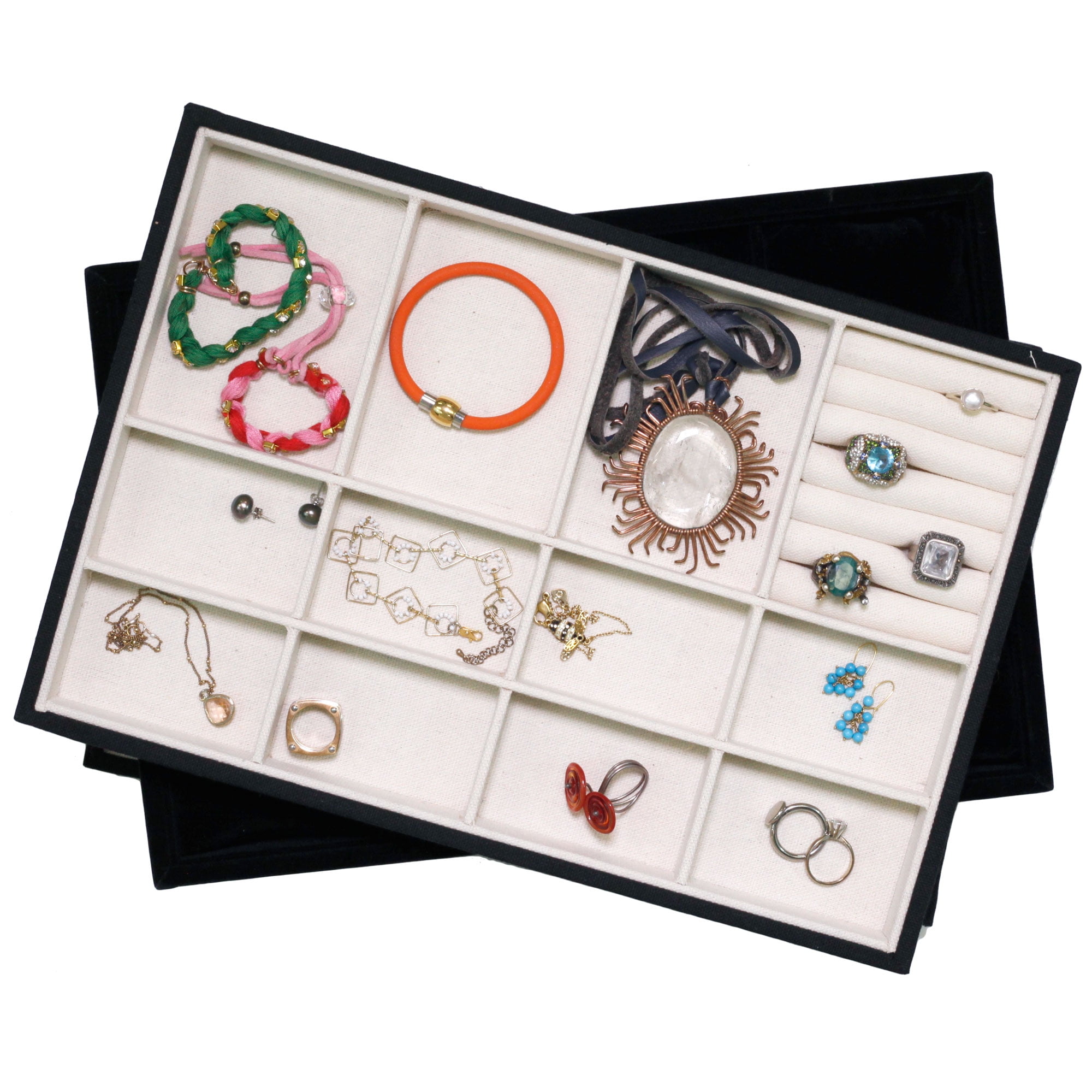 Stackable Tray Organizes jewelry BRACELETS RINGS NECKLACES EARRINGS Showcase Display Organizer