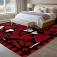 thumbnail image 4 of Valentine's Day Area Rugs 8'x10', Washable Small Throw Rugs for Living Room Patio, Red Black Love Hearts Checkered Indoor Outdoor Rug Non-Slip Low Pile Carpet Runner Reversible Floor Mats, 4 of 8