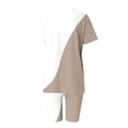 thumbnail image 3 of Blouses pour Femmes, Mode Imprimée Blouse Col en V Manches Courtes Hauts Shorts Ensemble Décontracté, 3 of 5