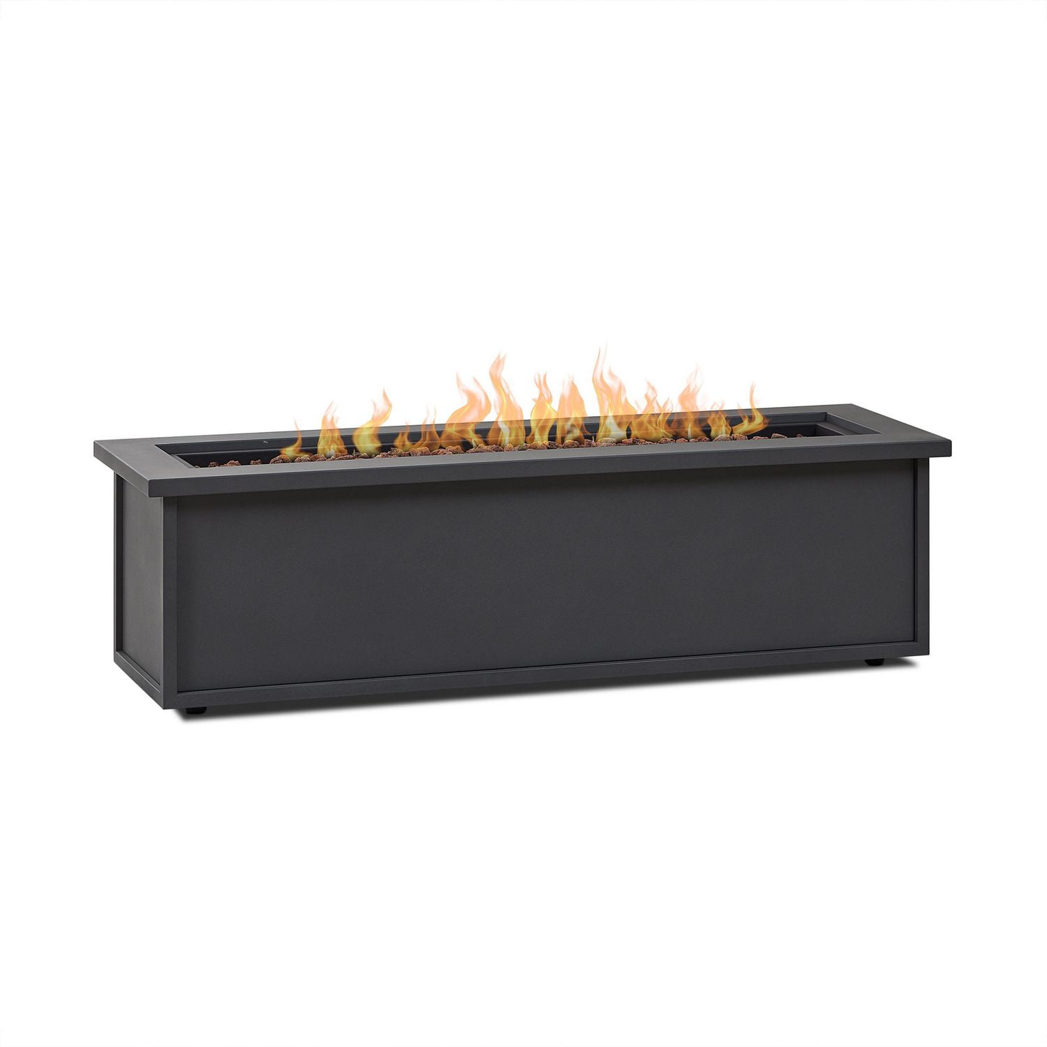 Mila 48" Rectangle Steel Propane Fire Pit Table in Weathered Slate