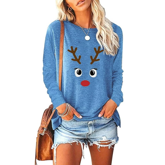 LilyLLL Womens Christmas T Shirt Long Sleeve Crew Neck Pullover Blouse Tee Tops
