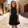 thumbnail image 7 of Ruyang Teen Girls Halter Sleeveless Dresses Ruffle Hem Slim Fit A-Line Swing Dresses Summer Trendy Solid Casual Breathable Skirts, 7 of 7
