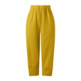 thumbnail image 4 of Maean Loose Pants for Women Summer Casual Elastic Waist Wide Leg Solid Color Capri Trousers with Pockets, 4 of 5