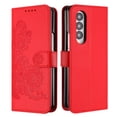 thumbnail image 3 of Wallet Case for Samsung Galaxy Z Fold 3, PU Leather Flip Protective Phone Case Card Slots Holder Pocket Emboss Flower Stand Magnetic Book Case for Samsung Galaxy Z Fold 3 - Red, 3 of 8