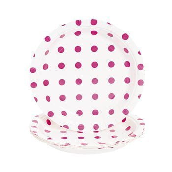 Dots Pink Dessert - Hot Pink Polka Dot Dessert Plates - Easter & Party Supplies