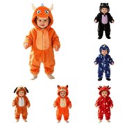 JAJAHO Unisex Toddler Baby Animal Onesie Flannel Jumpsuit For Boys Girls Fall Winter Hooded Cartoon Outfit 3M-3Y