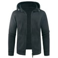 thumbnail image 4 of MHFRRA Chaqueta con Capucha Informal para Hombre, Forrada para Exteriores, Otoño E Invierno Negro, 4 of 7