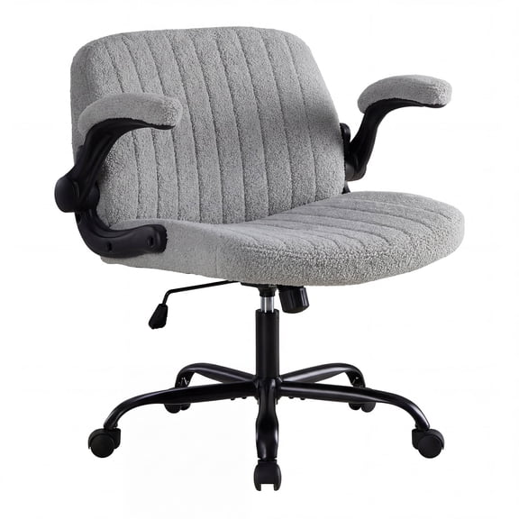 EDX With Armrests Office Chair Cross-Leg Design with Casters, Comfortable Home Dressing Chair, Gray