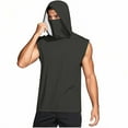 thumbnail image 5 of Men's Hooded Tank Top UV Protection Sleeveless Hoodie Lightweight Casual Gym Workout Shirt Cooling Muscle Tee Shirt Rash Guard Sun Shirt, 5 of 5