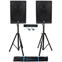 2) Rockville RSG15.4 15" 1500w DJ/Pro PA Speakers Gemini Amplifier Stands Cables