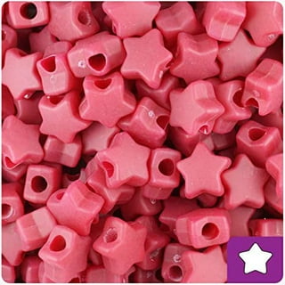 Heart Plastic Pony Beads, 13mm, Ruby Red Transparent, 125 beads