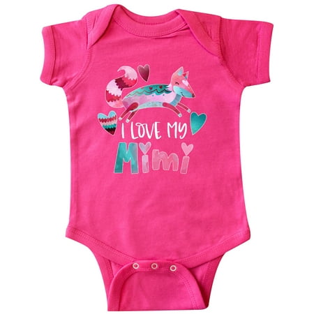 

Inktastic I Love My Mimi Pink and Blue Fox with Hearts Gift Baby Boy or Baby Girl Bodysuit