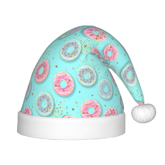 Rateoe Colorful Sweet Donuts Santa Hat Confortable Christmas Hat for Christmas Party Favors Fit for Kids