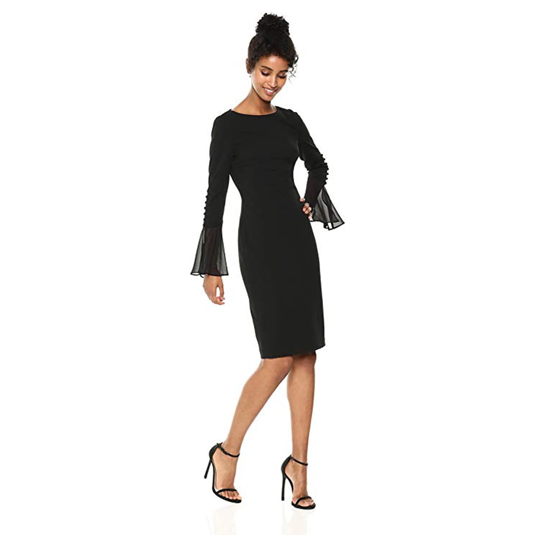 calvin klein black dress bell sleeve