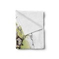 thumbnail image 2 of Landscape Soft Flannel Fleece Throw Blanket, Sketch of Lake House in the Forest Hand Drawn Composition Vacation, Cozy Plush for Indoor and Outdoor Use, 60" x 80", Green Brown Black, by Ambesonne, 2 of 5