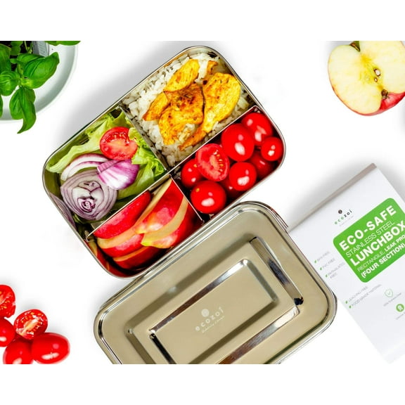 Stainless Steel Lunch Box, 3 Compartment Leak Proof, 50 Oz
