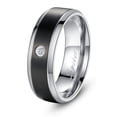 thumbnail image 1 of Devuggo 8MM Black Titanium Cubic Zirconia Ring Band Gifts for Men Sizes 9 to 13, 1 of 4