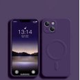 thumbnail image 1 of Original Liquid Silicone Case for iPhone 16 15 14 13 12 Mini 11 Pro Max X XR XS Plus For Magsafe Magnetic Wireless Charge Cover DarkPurple For iphone14, 1 of 6