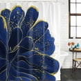 thumbnail image 3 of Navy Blue Gold Waterproof Fabric Shower Curtain,Abstract Line Art Troditional Ink Painting Waterproof Fabric Shower Curtain for Bathroom Bathtubs Shower Curtains with 12 Hooks Extra Long 72x84, 3 of 8
