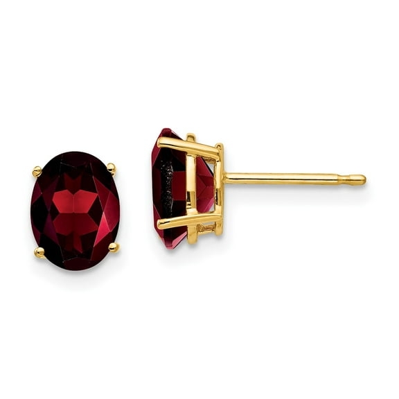 Primal Gold 14 Karat Yellow Gold 8x6mm Oval Garnet Earrings