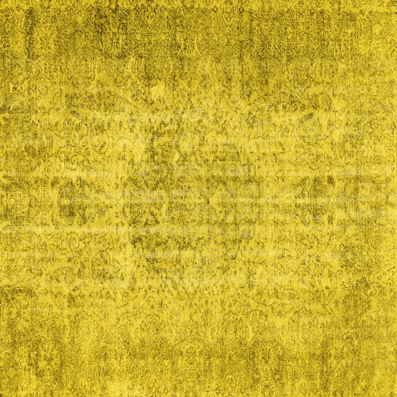 Ahgly Company Machine Washable Indoor Square Persian Yellow Traditional Area Rugs, 6' Square