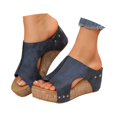 thumbnail image 1 of Chaussons Compensés en Cuir Mode Été pour Femmes Chaussures de Plage Confort et Style, 1 of 8