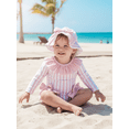 thumbnail image 5 of BemeyourBBs Toddler Baby Girls One Piece Swimsuit Infant Girl Bathing Suit Striped Bow Swimwear Zipper Long Sleeve Rash Guard with Hat Newborn Swimsuit Summer Pool Beachwear, 5 of 9