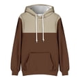thumbnail image 4 of Momasggi Mens Color Block Hoodies with Pockets Fall Winter Long Sleeve Fleece Pullover Tops Casual Drawstring Hooded Sweatshirts with Pockets Coffee M, 4 of 5
