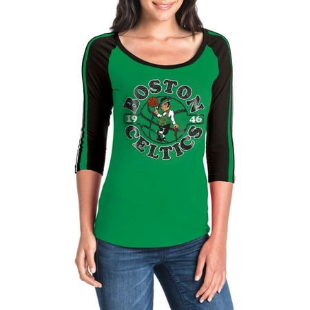 - Women's New Era Kelly Green/Black Boston Celtics Slub Jersey T-Shirt