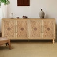 thumbnail image 6 of Aukfa 63" Large Accent Storage Cabinet TV Stand with Carved Door for Living Room,Entryway,Natural, 6 of 8