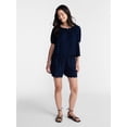 thumbnail image 3 of Time and Tru Women's Linen Blend Blouse with Scalloped Hem, Sizes XS-XXXL, 3 of 6