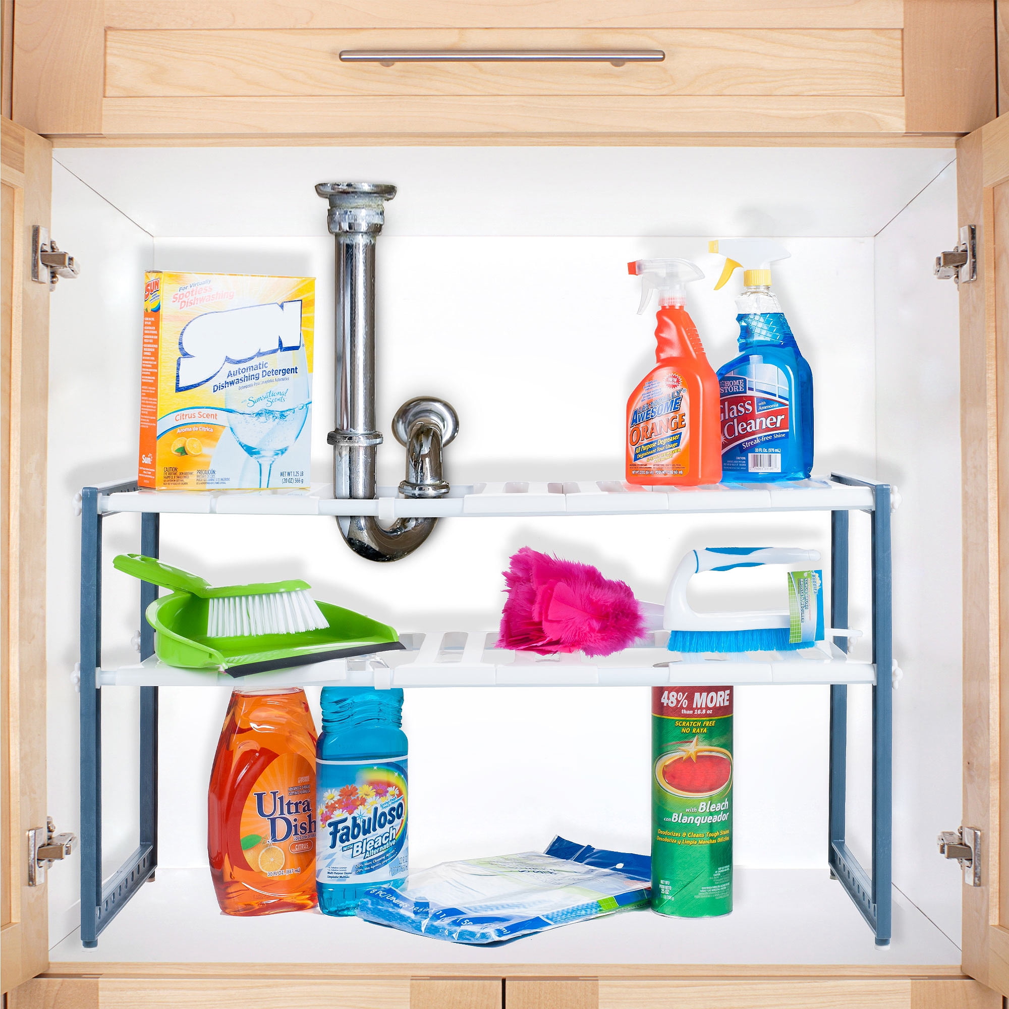 Stalwart Adjustable Under Sink Shelf Organizer Unit Walmart