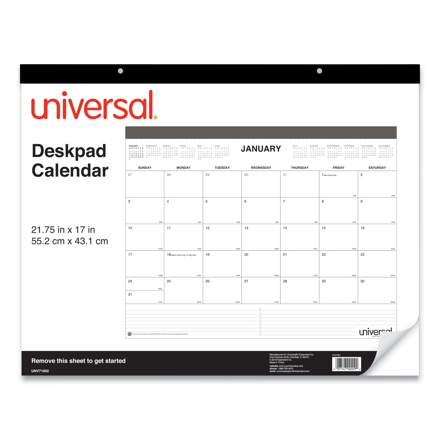 Brownline 2021 Calendar Home Office Monthly Desk Pad Calendar 17" x 22" Burgundy 