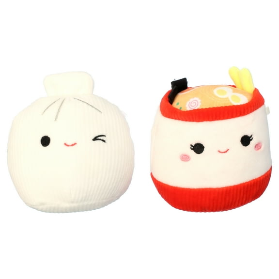 Squishmallows Original 3.5 inch 2-Pack Raisy the Ramen Bowl and Dash the White Dumpling Dog - Small Ultra Soft Plush Pet Toy