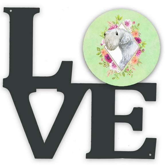 Carolines Treasures CK4340WALV Sealyham Terrier Green Flowers Metal Wall Artwork LOVE 12X12 multicolor
