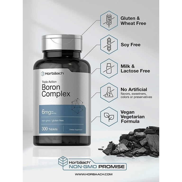 Horbaach, Triple Boron Complex, 300 Tablets, Gluten-Free - Walmart.com