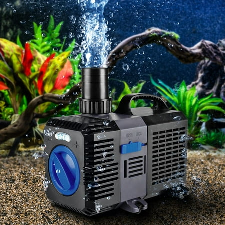 Pond Pump Submersible (1200GPH) Adjustable Flow Inline Aquarium Fountain Waterfall Koi Fish Salt Fresh Water Filter with Set of Outlet Adapter