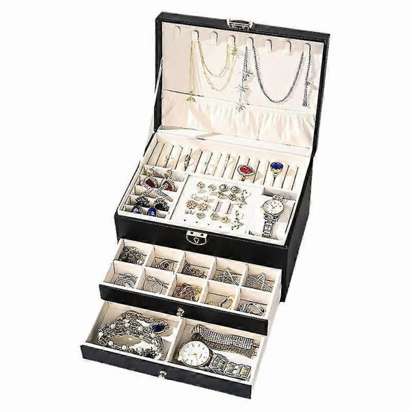 Rinr Pattern -layer Er Jewelry Box With Jewelry Necklace Ring Jewelry Stora Box