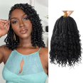 thumbnail image 1 of 8 Paquetes De Trenzas De Ganchillo Boho Box Preenrolladas Con Extremos Rizados Negro Azabache - Trenzas De Caja Bohemias De 8 Pulgadas Cabello De Ganchillo Para Mujeres Negras Sintético 3X Trenzas Boh, 1 of 1