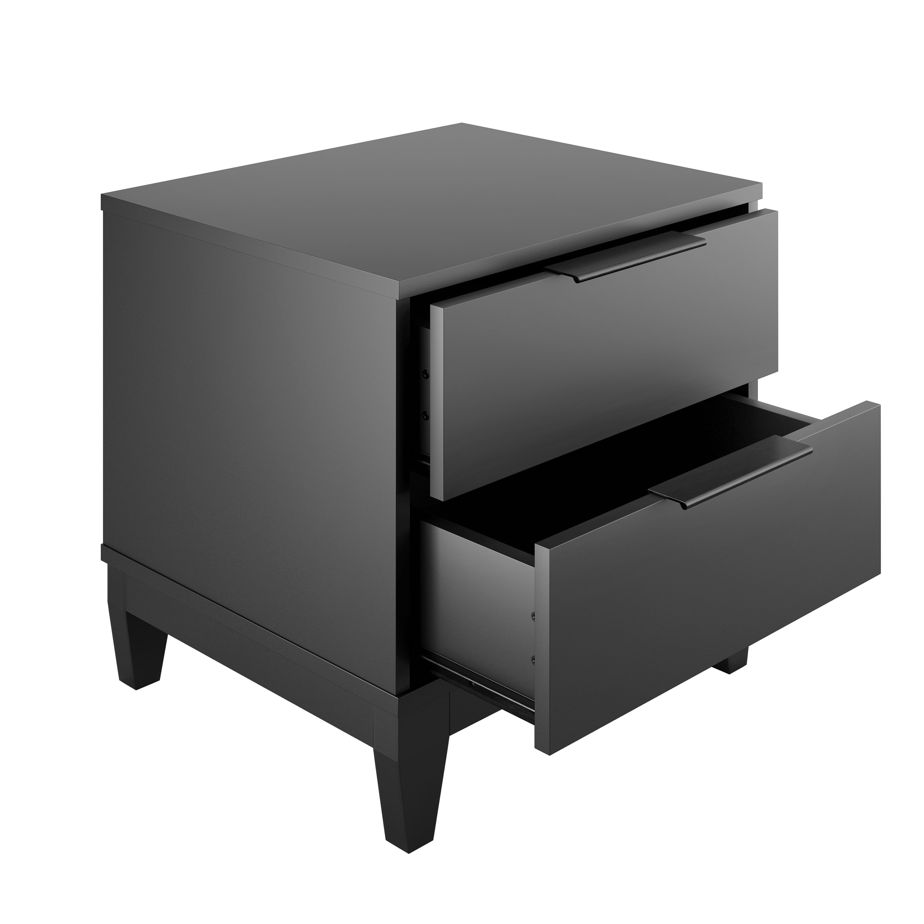 Boyd Sleep Mackay Modern Double Drawer Nightstand, Black