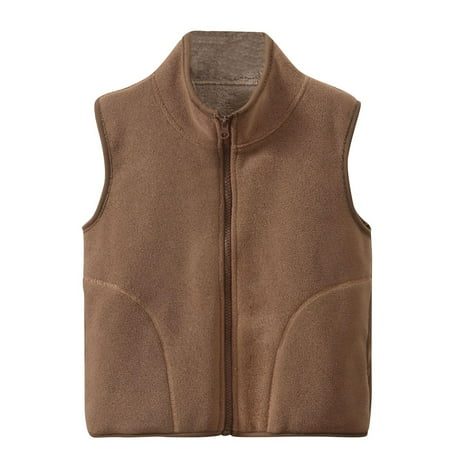 

LNWUY Children s Autumn and Winter Comfortable Cotton Plush Vest Padded Warm Vest Warm Jacket Sleeveless and Hoodless Casual Jacket Coffee 8 Years
