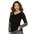 thumbnail image 2 of Women Glitter Sequin Splicing V Neck Long Sleeve Casual Blouse Fashion Party Tunics Tops, 2 of 2