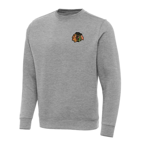 Men's Antigua Heather Gray Chicago Blackhawks Big & Tall Victory Pullover Sweatshirt