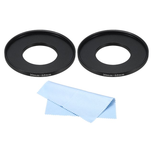 Unique Bargains 30mm-52mm Step Up Ring with Cleaning Cloth, 2 Pack Camera Lens Filter Adapter Ring, Black