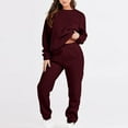 thumbnail image 2 of Two Piece Plus Size Sets for Women Fall Casual Color Oversized Sleeve Sets Casual Tops And Pants 2 Piece Outfits Sweatsuit, 2 of 7