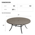 thumbnail image 2 of DIFY 63" Round Metal Patio Dining Table for 4, Outdoor Dining Table with Umbrella Hole, Black, 2 of 5