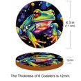 thumbnail image 3 of Frog 6PCS Round Microfiber Leather Table Coasters Set, 11x11 cm/4.3x4.3 in, Drink Coaster Mats for Home and Kitchen Use, 3 of 6