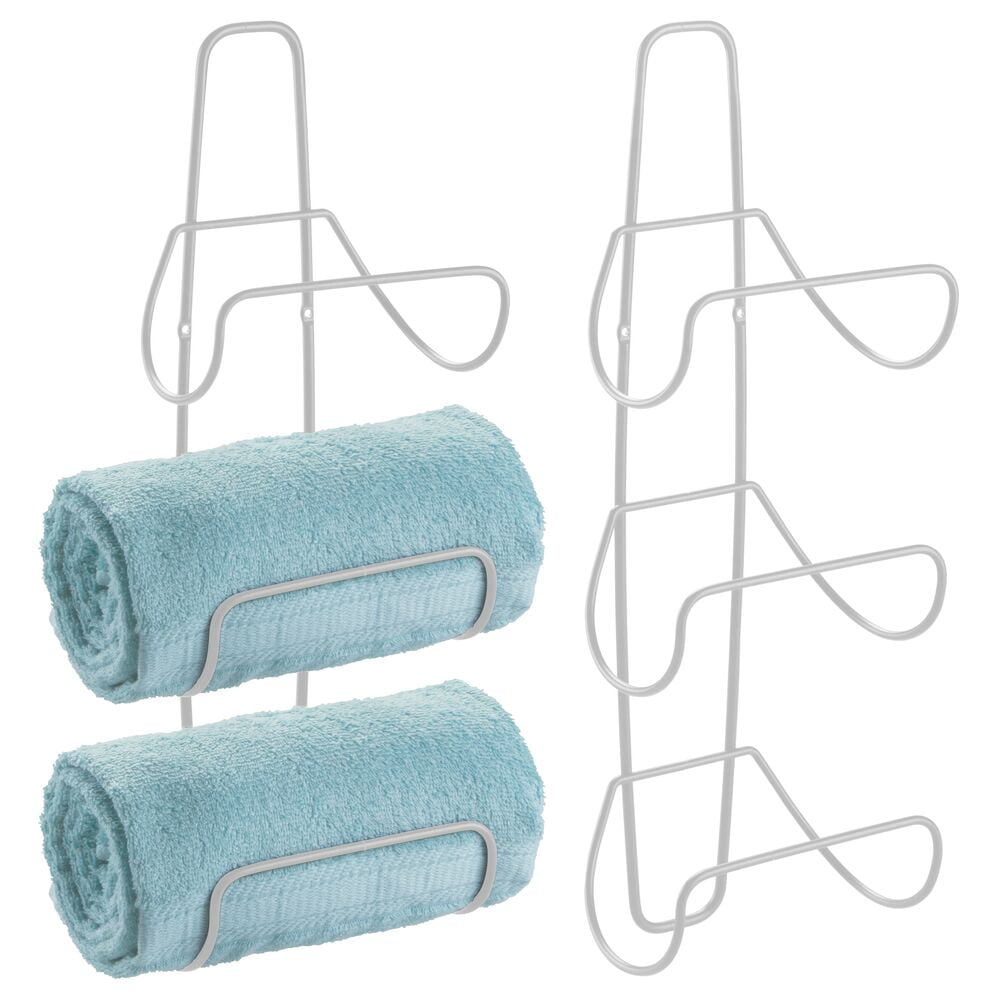 mDesign Metal Wall Mount 3 Level Bathroom Towel Rack Holder & Organizer